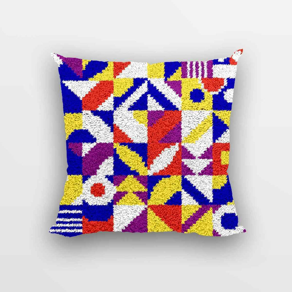 Patterns Pillowcase - (17x17in - 43x43cm) - DIY Latch Hook Kit