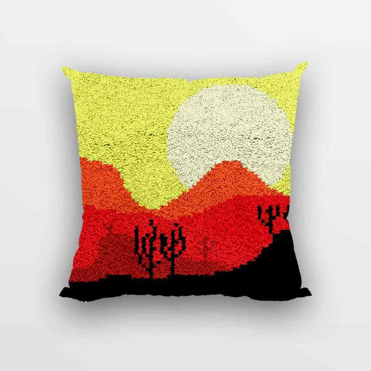 Mountain Sunset Pillowcase - (17x17in - 43x43cm) - DIY Latch Hook Kit