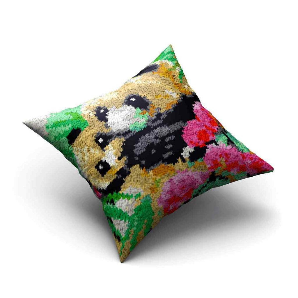 Panda Love Pillowcase - (17x17in - 43x43cm) - DIY Latch Hook Kit