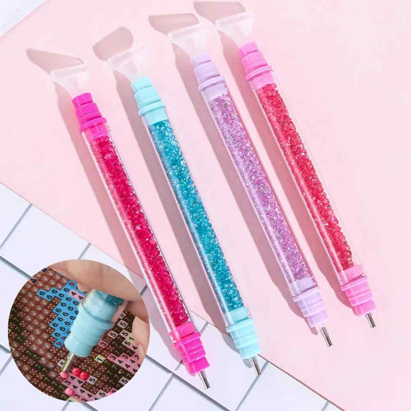  Maitys 4 Pcs LED Rhinestone Painting Drill Pen 5D Rhinestone  Painting Lighted Rhinestone Painting Accessories with 20 Pcs Painting Glue  Clay, 9 Pcs Pen Heads for Painting Craft(Purple, Rose Red)