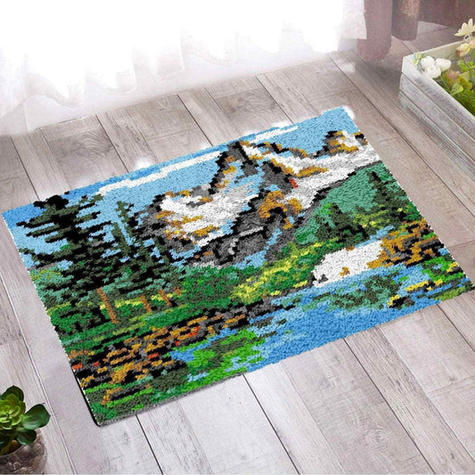 Mountain Ranges Rug - (16x20in - 40x50cm) - DIY Latch Hook Kit