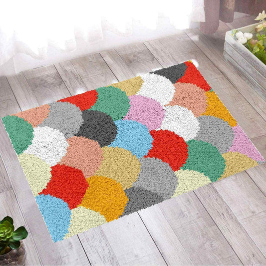 Rainbow Fluffs Rug - (16x24in - 40x60cm) - DIY Latch Hook Kit