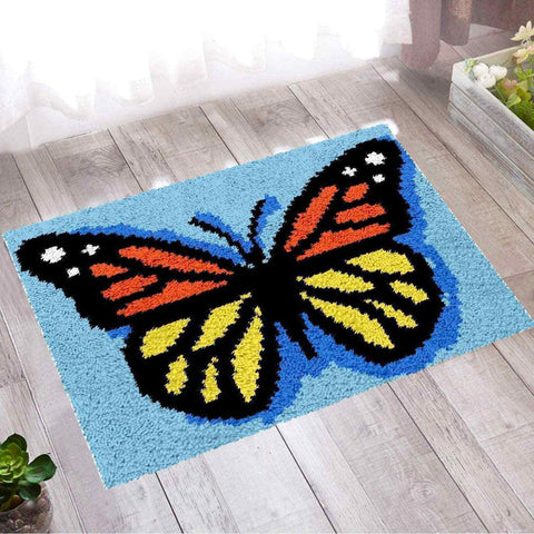 Butterfly Rug - (16x20in - 40x50cm) - DIY Latch Hook Kit