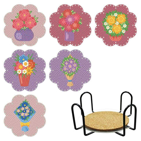 Flowers 6-pack - Diamond Painting Coasters