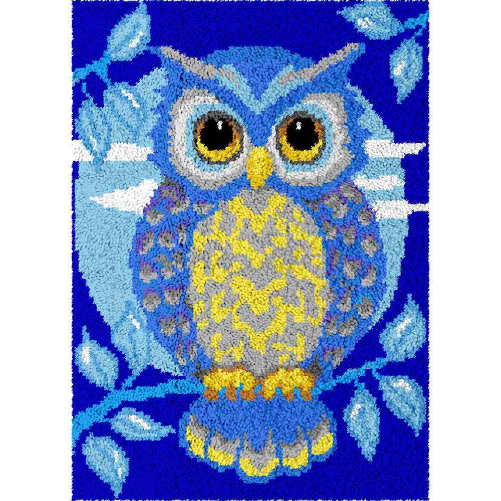 Blue Owl - (23x33in - 60x85cm) - DIY Latch Hook Kit