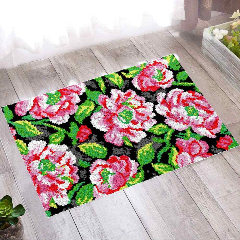 Pink Roses - (23x33in - 60x85cm) - DIY Latch Hook Kit