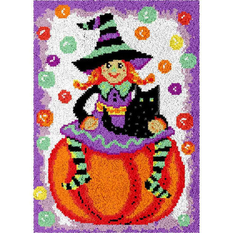 Pumpkin Witch - (23x33in - 60x85cm) - DIY Latch Hook Kit