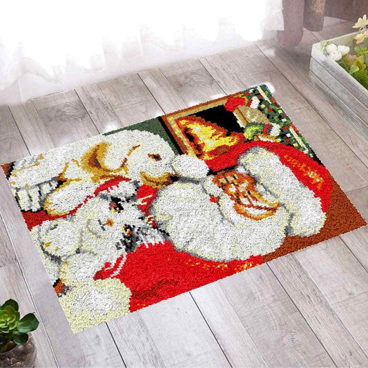 Santa's Pets - (23x33in - 60x85cm) - DIY Latch Hook Kit