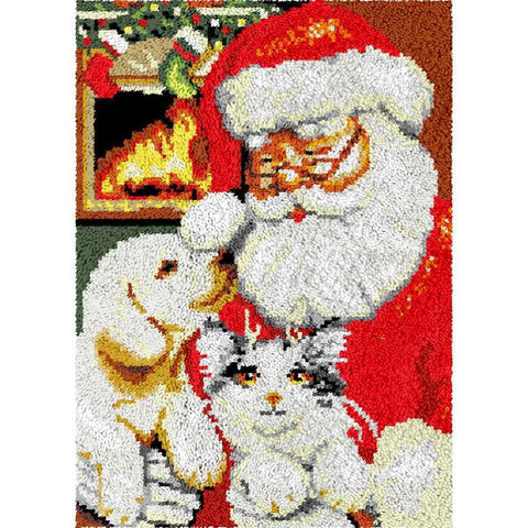Santa's Pets - (23x33in - 60x85cm) - DIY Latch Hook Kit
