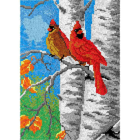 Fall Birds - (23x33in - 60x85cm) - DIY Latch Hook Kit