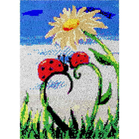 Couple Ladybugs - (23x33in - 60x85cm) - DIY Latch Hook Kit