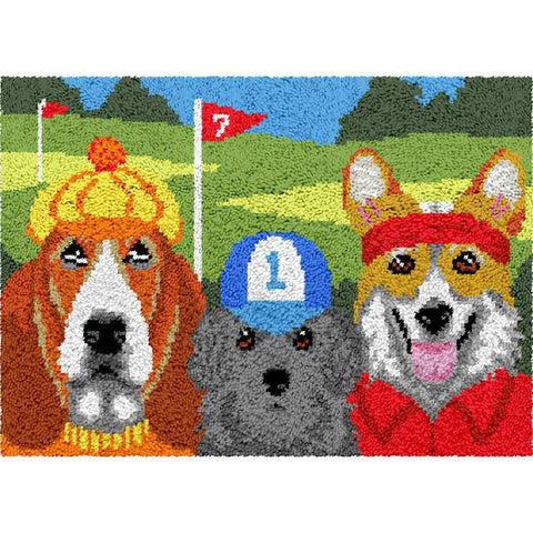 Golf Dogs - (33x23in - 85x60cm) - DIY Latch Hook Kit