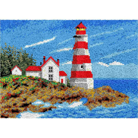Seaside Lighthouse - (33x23in - 85x60cm) - DIY Latch Hook Kit