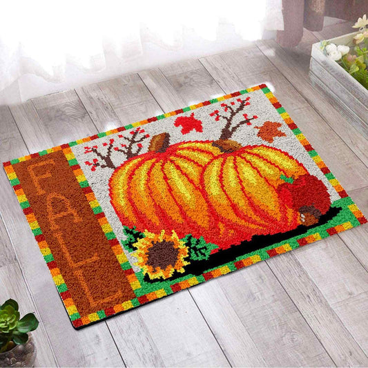 Fall Pumpkins - (33x23in - 85x60cm) - DIY Latch Hook Kit