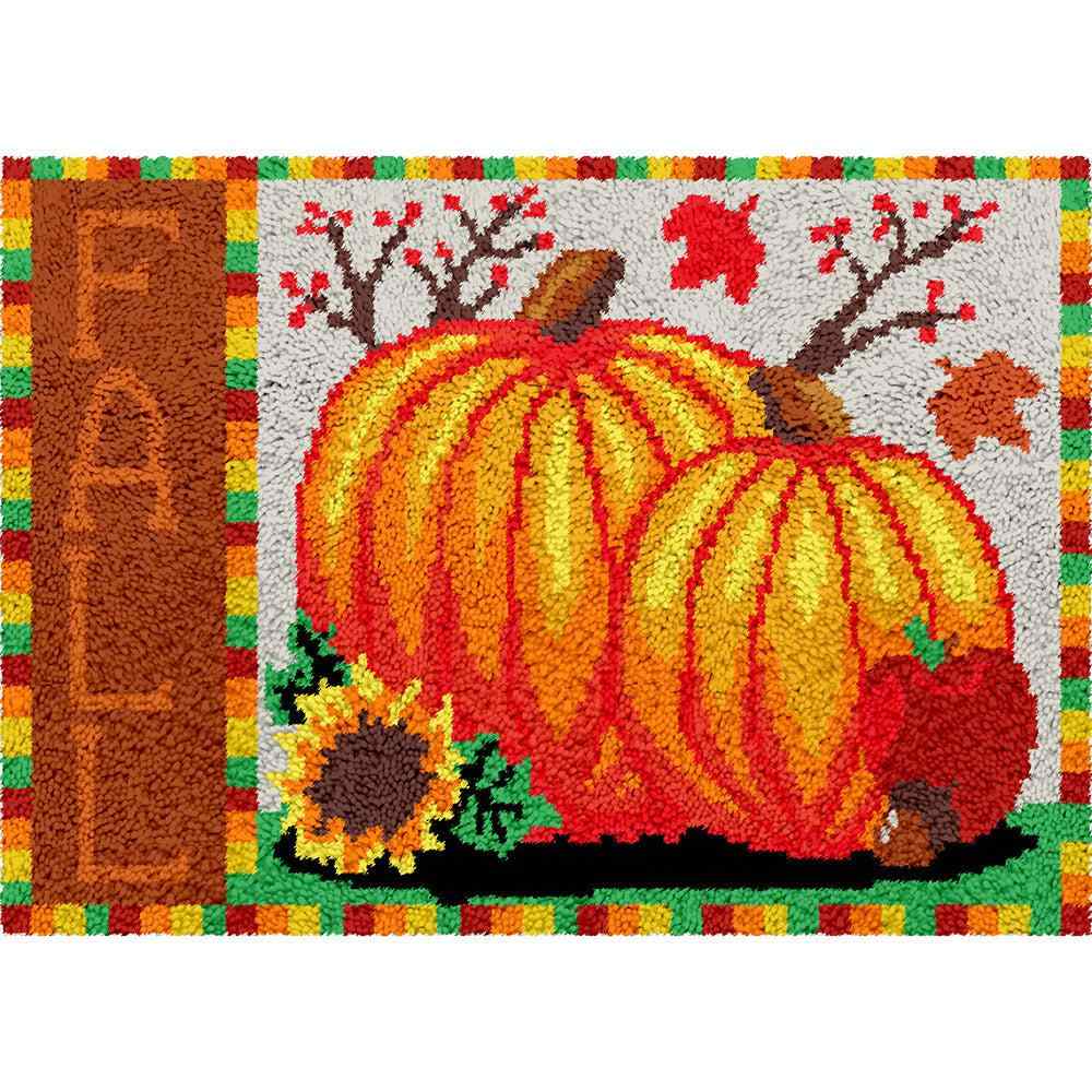 Fall Pumpkins - (33x23in - 85x60cm) - DIY Latch Hook Kit