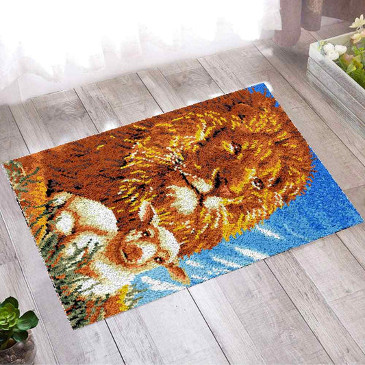 Lions - (23x33in - 60x85cm) - DIY Latch Hook Kit