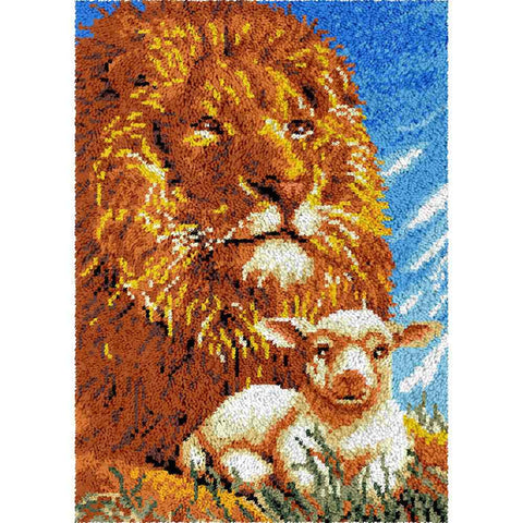 Lions - (23x33in - 60x85cm) - DIY Latch Hook Kit