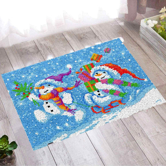 Happy Snowman - (33x23in - 85x60cm) - DIY Latch Hook Kit