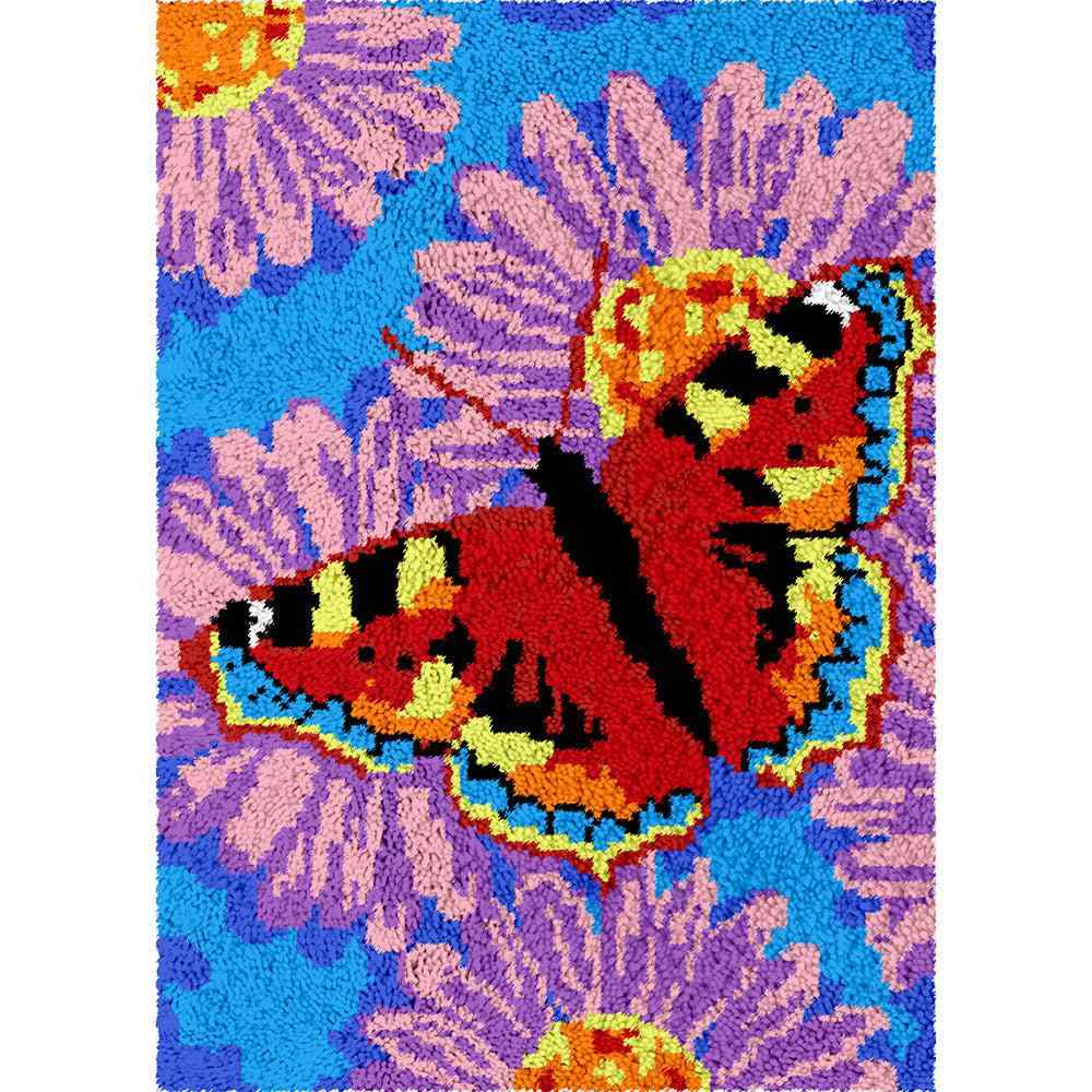 Red Butterfly - (23x33in - 60x85cm) - DIY Latch Hook Kit