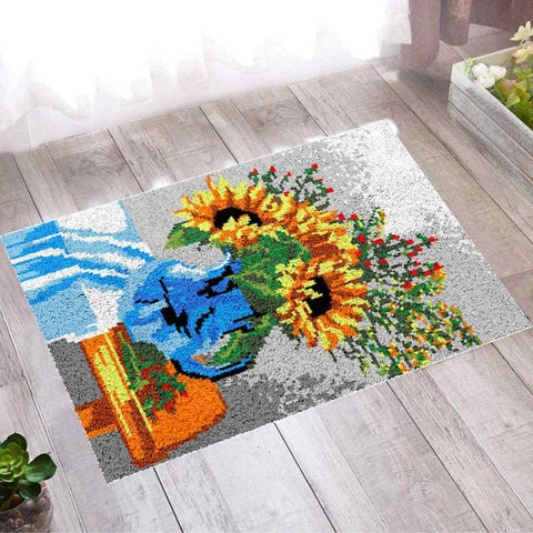 Bedside Sunflower- (23x33in - 60x85cm) - DIY Latch Hook Kit