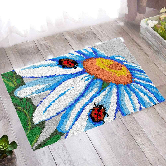 Ladybugs on Flower - (23x33in - 60x85cm) - DIY Latch Hook Kit