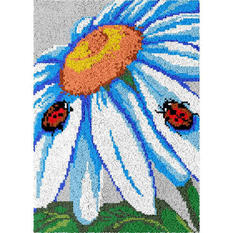 Ladybugs on Flower - (23x33in - 60x85cm) - DIY Latch Hook Kit