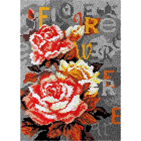 I Love Flowers - (23x33in - 60x85cm) - DIY Latch Hook Kit