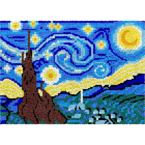 Starry Night - (33x23in - 85x60cm) - DIY Latch Hook Kit