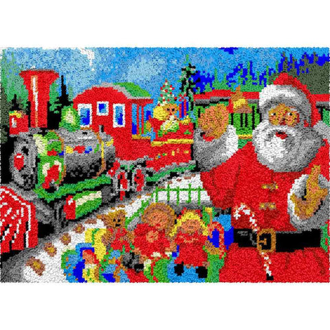Santa's Train - (33x23in - 85x60cm) - DIY Latch Hook Kit