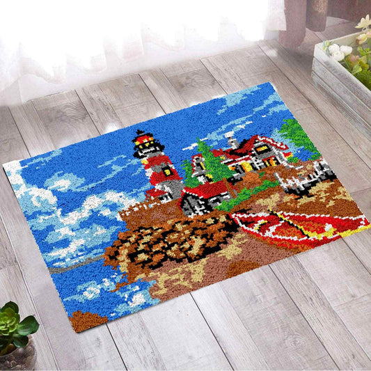 Cliff Lighthouse - (33x23in - 85x60cm) - DIY Latch Hook Kit