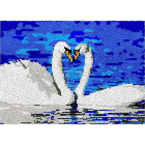 Swan Lovers - (33x23in - 85x60cm) - DIY Latch Hook Kit