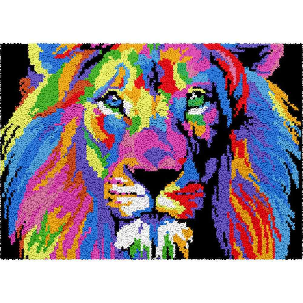 Abstract Lion - (33x23in - 85x60cm) - DIY Latch Hook Kit