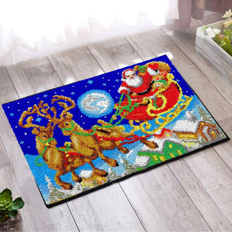 Santa's Sleigh - (33x23in - 85x60cm) - DIY Latch Hook Kit