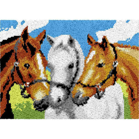 Horses - (33x23in - 85x60cm) - DIY Latch Hook Kit