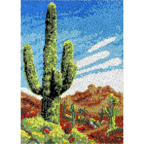 Desert Cactus - (23x33in - 60x85cm) - DIY Latch Hook Kit