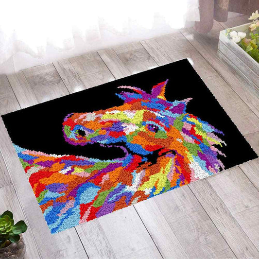 Abstract Horse - (23x33in - 60x85cm) - DIY Latch Hook Kit