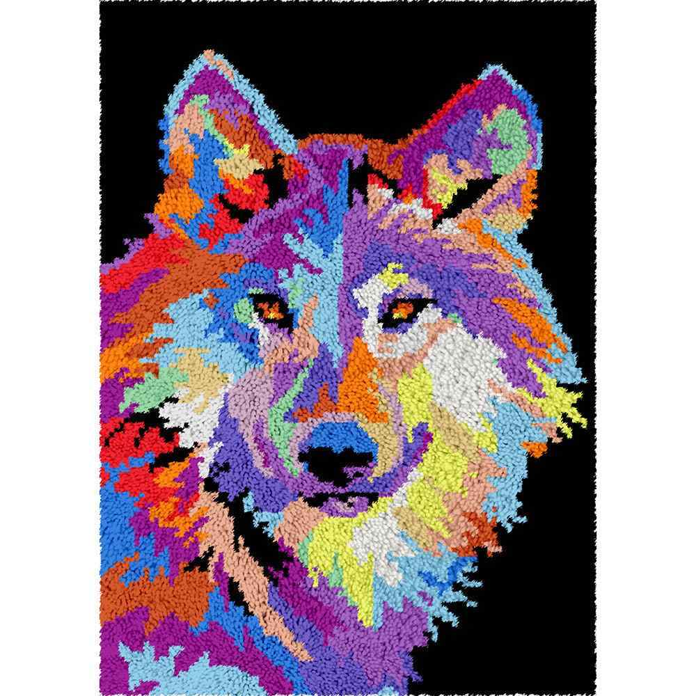 Abstract Wolf - (23x33in - 60x85cm) - DIY Latch Hook Kit