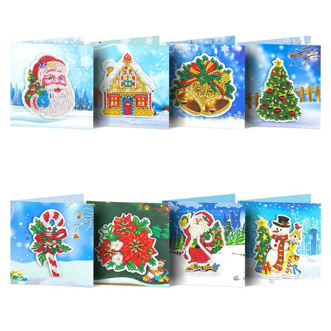 Diamond Painting Christmas Cards [8 Pack]