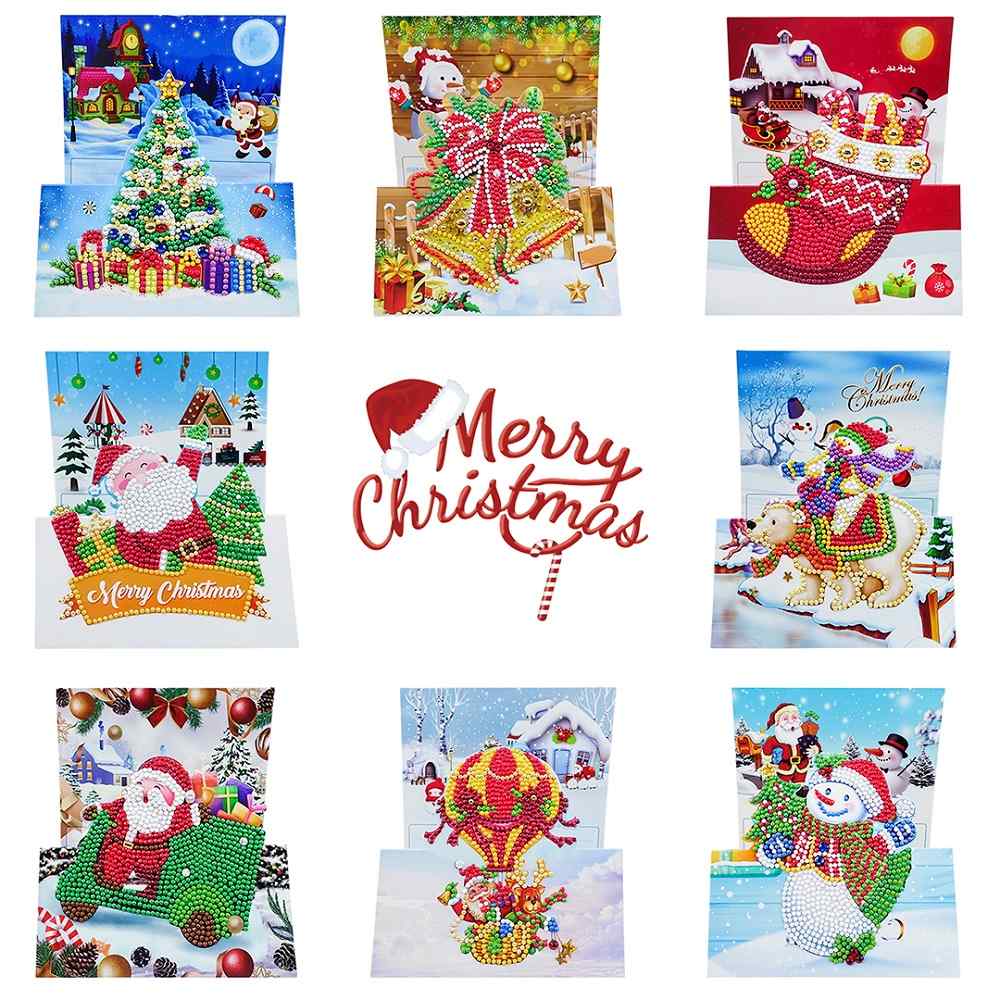 Diamond Painting Christmas Cards [8 Pack]