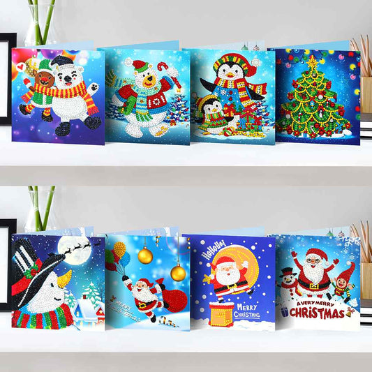 Diamond Painting Christmas Cards [8 Pack]