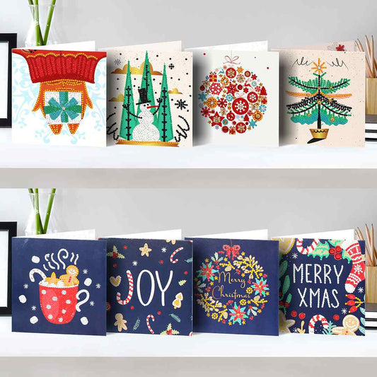 Diamond Painting Christmas Cards [8 Pack]