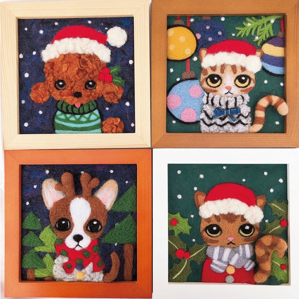 Christmas Brown Cat - Animals DIY Felt Painting Kit