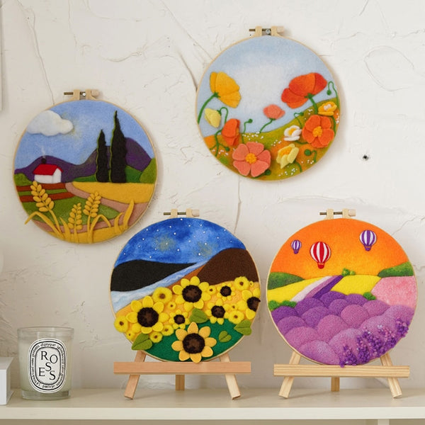 Balloons in Lavender Field - DIY Felt Painting Kit