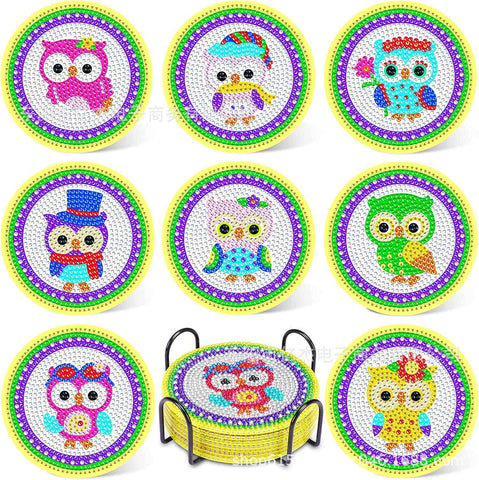 Owls 8-pack - Diamond Painting Coasters