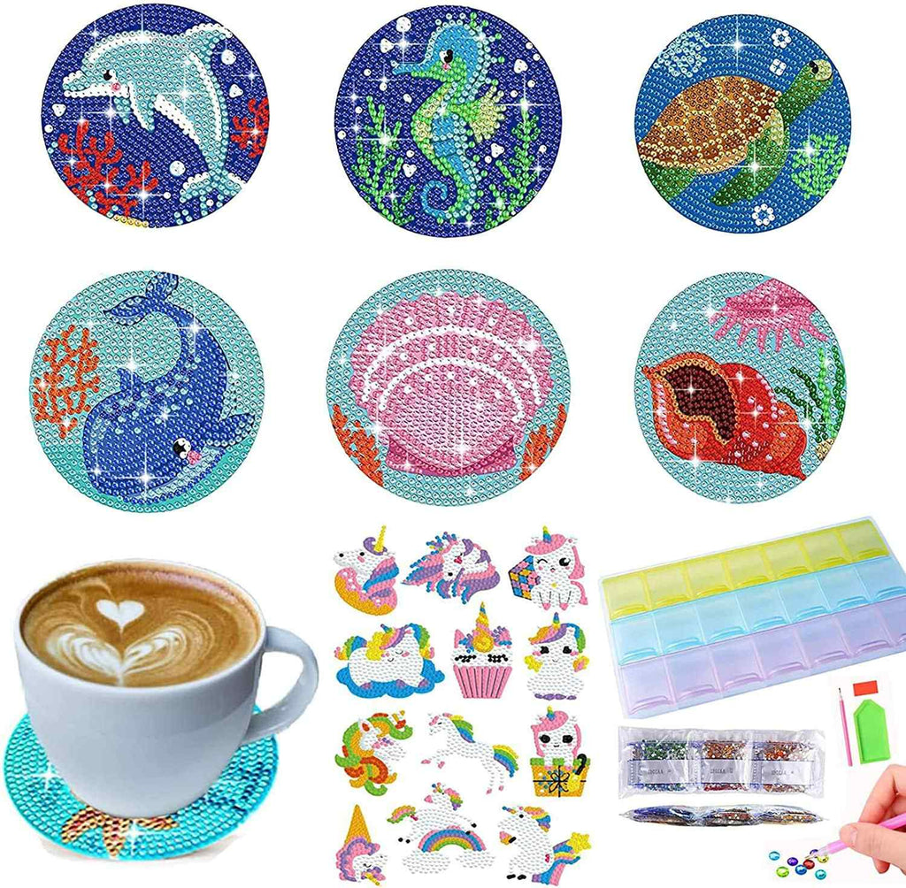 Sea Animals 6-pack - Diamond Painting Coasters