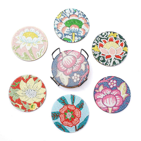 Flowers 6-pack - Diamond Painting Coasters