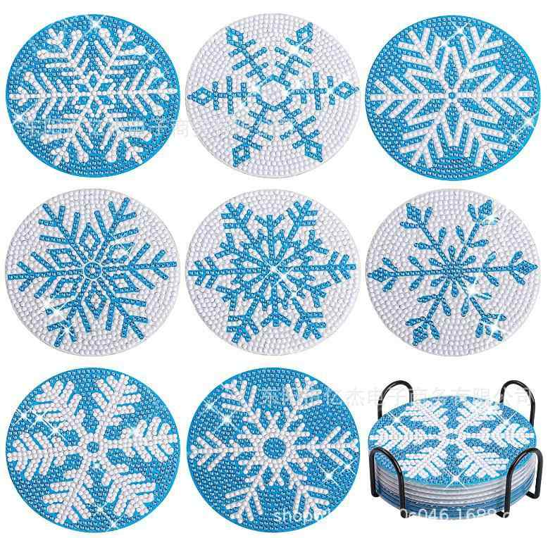 Snowflakes 8-pack - Diamond Painting Coasters