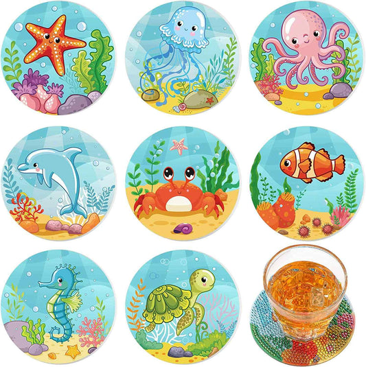 Sea Animals 8-pack - Diamond Painting Coasters