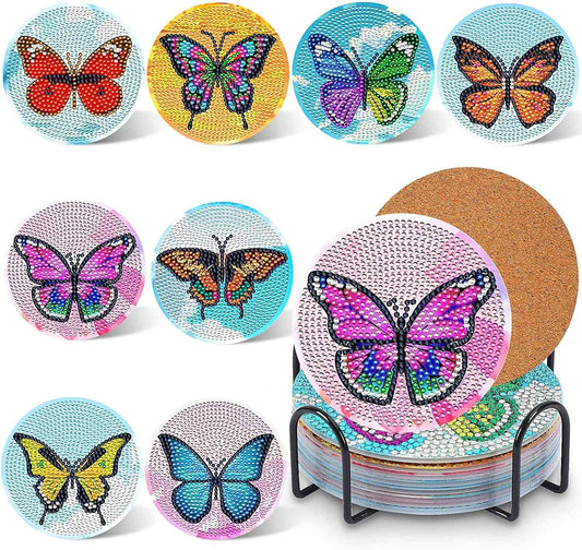 Butterfly 8-pack - Diamond Painting Coasters