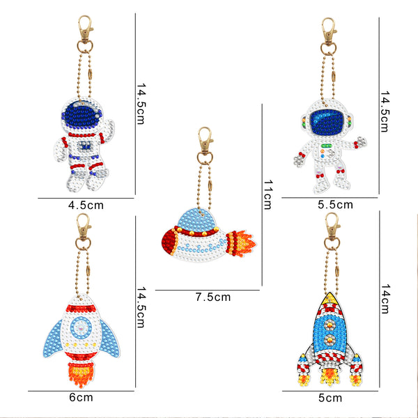 Astronaut and Rocket Keychain (5 pack) - Diamond Painting Accessories